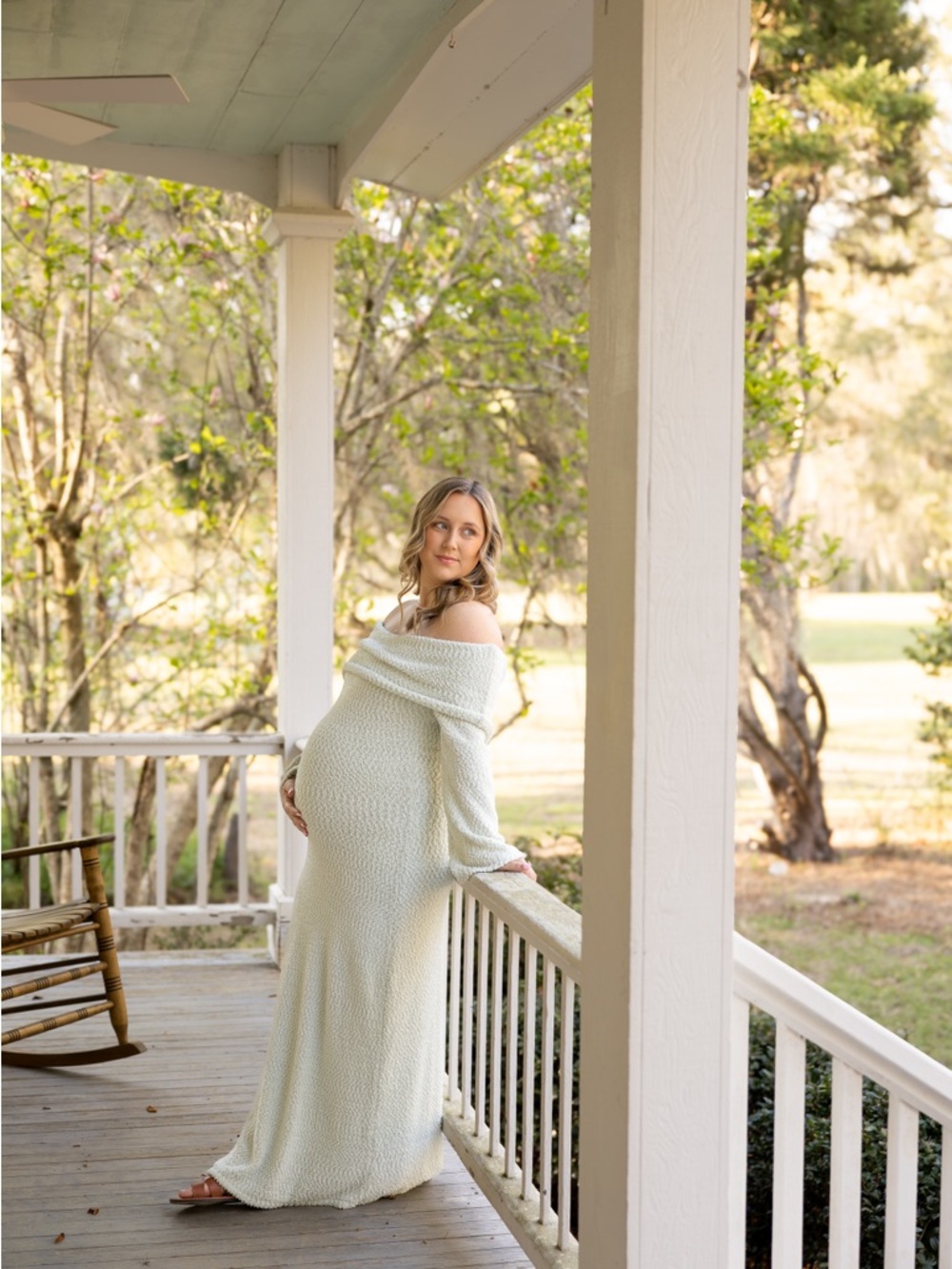 Off-Shoulder Maxi Maternity Dress